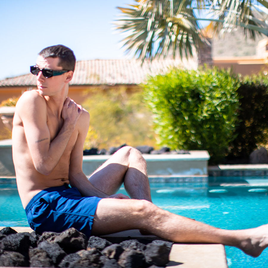 Men's recycled swimming trunks with 6" inseam
